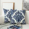 Almofadas de almofadas de almofadas de almofadas de almofada azul marinho de travesseiro de algodão bordado de lã geométrica de lã para quarto 4545cm9314830