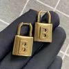 Stud Retro Letter B Lock Earrings, High-quality Brass Material To Create Personality Exaggerated High-end Metal