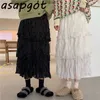 気質スリム弾性ハイウエストホワイトシフォンスカート女性シックな韓国のファッションラインプリーツメッシュケーキスカートファルダスマザー210610