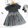 Keelorn 2022 New Summer Fashion Clothes Kids Dresses for Girls Mesh Patchwork Stars Cute Costumes Bow Sweet Princess Vestidos G1215