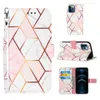 PU Leather Flip Wallet Case for Iphone 12 11 PROMAX 12PRO 11ProMAX XR XS MAX 8 7 Plus 6 6SPlus Gold Geometric Marble Cases Cover