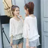 Sommar Blus Kvinnor Plus Storlek Toppar Batwing Sleeve T-shirts Lace White S och S 4478 50 210506