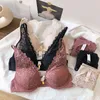 NXY Cockriings Sexy Set Sexy Backless Sutiã e Panty Set Lace Front Fechamento Sem Emenda Push Up Underwear Deep-V Brassiere Briefs Mulheres Lingerie Sets 1127 1123
