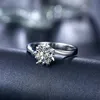 Moissanite 다이아몬드 약혼 웨딩 링 여성을위한 오픈 조절 가능한 반지 Fahshion Jewelry Will and Sandy