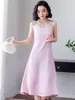 Корейский слайк женское платье атлас ES без рукавов слинг с плеча середина теленка тонкая ночная вечеринка es vestidos 210427