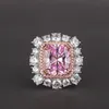 Luxe Liefhebbers 6ct Roze Saffier Diamanten Ring Originele 925 sterling zilveren Engagement Wedding band Ringen voor Vrouwen Sieraden Gift