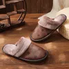 Unisex PU Lederen Slippers Gedrukt Pluche Katoenen Slipper Vrouwen Indoor Huis Schoenen Platte Gezellige Thuis Slippers Winter Warm Slippers H1115