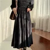 AELEGANTMIS кружевной отделкой Французское бархатное платье женщин элегантный старинный осень женский черный фонарик рукав ретро плиссированный Vestido 210607