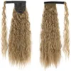 Emplice bouclée de profondeur Clip autour de Ponytail Hair Extension Synthétique résistant à la chaleur Faux Poney Tail faux Poiffure à cheveux Natural Pure C3871335
