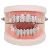 Women Mens Hip Hop Iced Out Fangs Grillz Top & Bottom Grills Dental Mouth Punk Teeth Caps Cosplay Party Rapper Jewelry