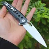 Fabrikspris Bollager Flipper Folding Kniv D2 Satin Blade Kolfiber + Stålplåt Handtag Utomhus EDC Pocket Knives