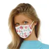 2021 Yetişkin Maskeleri Tek Kullanımlık Üç Katmanlı Gül Şakayık Çiçek Baskılı Dokunmayan Anti-Toz ve Rüzgar Geçirmez Maske