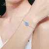Kaletine Echtes 925 Sterling Silber Armband Opal Blau Weiß Armbänder Für Frauen Hamsa Hand von Fatima Modeschmuck