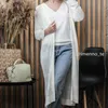 Gigogou Kvinnor Hollow Out Sunscreen Cardigan Sweater Spring Summer Solid Open Blouse Toppar + Tank Top 2 st Tracksuits Sweater Set 210810