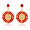 Hip Hop Gold Lion Head Stud Earring Punk Trendy Crystal Colored Enamel Fashion Basketball Wives Cocktail Costume Jewelry 220125