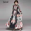 Runway Designer Spring Bow Shirt Dresses Women Long Sleeve Robe Fashion black Print Beach Holiday Maxi Vestdios 210519