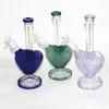 9 pollici rosa viola blu verde vetro bong a forma di cuore narghilè narghilè narghilè bicchiere Dab Rig fumo pipa ad acqua filtro gorgogliatore W ICE Catcher