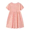 Verão Crianças Roupas Crianças Menina Flower Clouds Vestido 2-7 Anos Desenhos Animados Dos Desenhos Animados Pássaros de Coelho Imprimir Princesa Vestido Q0716