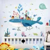 Creative Mignon Dessin Animé Mer Baleine Enfant Stickers Muraux Pour Enfants Chambres Garçon Chambre Décoration Murale Auto-Adhésif Autocollants Décoration Maison 211112