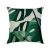 Mode lin Polyester Coussin Décoratif Taie D'oreiller Tropical Vert Feuilles Impression Jeter Canapé De Voiture Coussin Casual Home Decor 45*45 cm