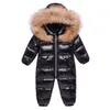 Jumpsuits -30 Grau Russo Inverno Bebê Snowsuit Peles Real Macarracos Homens Macacões Nascidos Jumpsuit Toddler Down Snow Suit