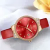 Sunkta Red Watch Kobiety Moda Proste Zegarki Kwarcowe Panie Cienka Skóra Dorywczo Kobiet Wrist Watch Girl Clock Relogio Feminino 210517