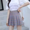 Zoki Plaid Women Skirts Summer High Waist Pleated Mini Skirt Fashion Casual JK Japan Uniforms A Line Harajuku Dancing Faldas 210708