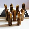 Red and yellow smelted tiger skin Quartz column Energy Pillar crafts ornaments Ability Mineral Healing wands Reiki Crystal Point