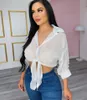 Vestuário de verão Mulheres Camisas Plus Size S-2x Top Casual Manga Longa Sheer Shirt Blusas Mulheres Sexy Branco Tops Cartas T-Shirts DHL Navio 5480