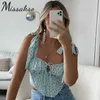 Missakso Floral Print Corset Crop Top Holiday Party Summer Beach Femmes Sexy Bandage Sans Manches Tube Débardeurs 210625