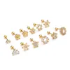 Stud 1Pc Gold Color Cz Cartilage Earrings For Women Tragus Conch Rook Earring Stainless Steel Ear Piercing Jewelry
