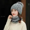 Осень и зимняя корейская женская вязаная шляпа набор твист маленький отметку шерсть теплый большой мяч пуловер колпачок велосипедные шапки маски