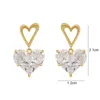 New Trendy Dazzling diamond heart Pendant Studs Ear Charm Lady Gold Color Hollow out Earrings Jewelry Unusual Gifts For Women girls AFSHOR