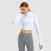 Roupas femininas Casacos Casacos Jaquetas Outono Ioga Jaqueta de gola alta Esportes fitness Barriga fina Vestir corrida Casual Confortável Mangas compridas Calças de corrida femininas