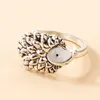 Lovely Animal Hedgehog Single Ring for Women Men Vintage Silver Color Alloy Metal Ins Fashion Jewelry