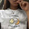 Cosmos Universe Sun Moon grafische Tee Oversized Ulzzang Harajuku Hipster Aesthetics Grappige Casual White Women Tee T-shirt 210518