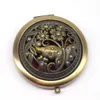 Bronze Color Flower Diamond Metal Portable Pocket Mirror Mini Two-sides Folding Makeup Mirror Vintage Butterfly Cosmetic Mirrors