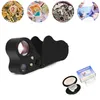 휴대용 30x 60x illuminated microscope jeener eye loupe vedifier 접이식 보석 유리가있는 밝은 LED 조명 보석 30x22mm 60x12mm 9889