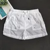 브랜드 망 짧은 바지 남성용 Drawstring 반투명 통기성 해변 반바지 주머니 Hombre Maillot de Bain Da Bagno Uomo