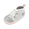 First Walkers ONTO-MATO Kids Shoes Spring Baby Knitted Cloth Breathable Toddler Love Sequin Girls Sport Chaussures Pour