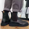 2023 Winter Stiefeletten Für Frauen Plattform Stiefel Chunky Schwarz Leder Marke Mode Weiß Schwarz Runde Kappe Stiefel Schuhe Frau h1115