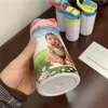 12 Unzen Sublimation GERADE Schnabeltassen Kinder-Wasserflasche mit Klappe auf der Oberseite Edelstahl-Babyflasche Doppelwand-Vakuum-Fütterungs-Stillflasche Trinkbecher