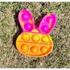 Easter Push pers Bubble Tie Dye Silicone Toys Mini Children's Key Chain Cartoon Egg Bunny Carrot Chicken Decompression Pandents Game Gifts SM4RP8323594
