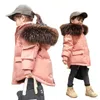 Toddler Kids Boys Girls Big Real Fur Collar Hooded Down Jackets Winter New Fashion Thicken Down Coats Children Outerwear Clothes H0909