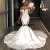 2021 Vestido de Novia Mermaid Bröllopsklänning Applique Sweetheart Satin Off The Shoulder Bridal Dresses Custom