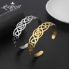 Likgreat Vintage Hollow Rostfritt Stål Bangles Kvinnor Öppna Manschettkropp Bangle Armband Religiösa Viking Celtics Knot Smycken Pulsera Q0719