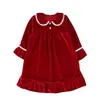 Boutique Fashion Velvet Fabric Toddler Sleep Suit Christmas Baby Pyjamas Set Lace Girls Sleepwear 2109131136040