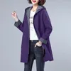 Trench da donna Donna Primavera Autunno Cappotto con cappuccio 2022 Moda Cuciture larghe Donna Taglie forti Giacca a vento con cerniera casual