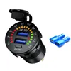 QC 3.0 chargeur voltmètre à affichage numérique double prise de chargeur USB avec interrupteur pour voiture moto