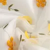 Jupes fleur broderie jaune 3D Floral garni maille Midi élastique taille haute femmes longue coréenne Kawaii doux mignon Saia